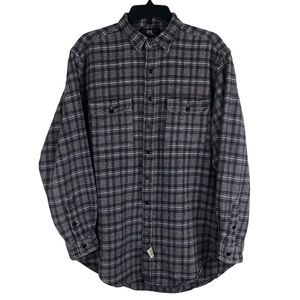 RRL 90s Three Star Tag Double RL Heavy Flannel Mens L Shirt Cotton Checked Brown